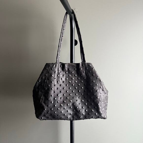 Streets Ahead The Charlotte Pyramid Tote Black Leather Shoulder Bag Hobo - Picture 2 of 8